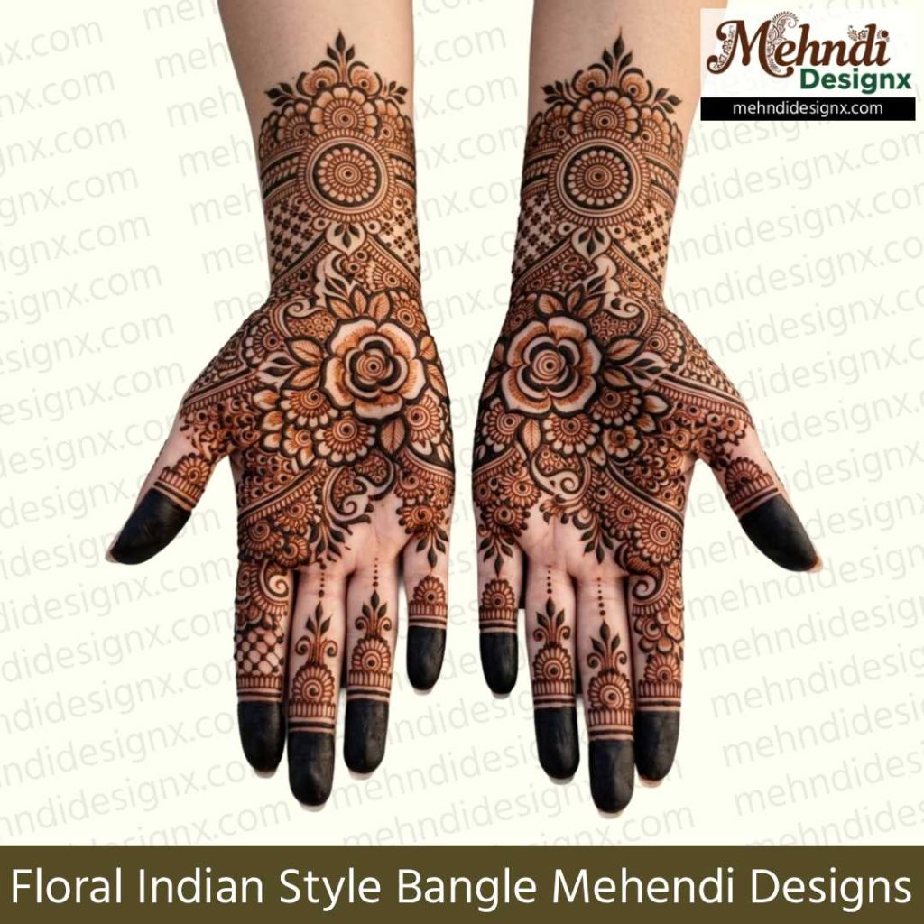 Floral Indian Style Bangle Mehendi Designs