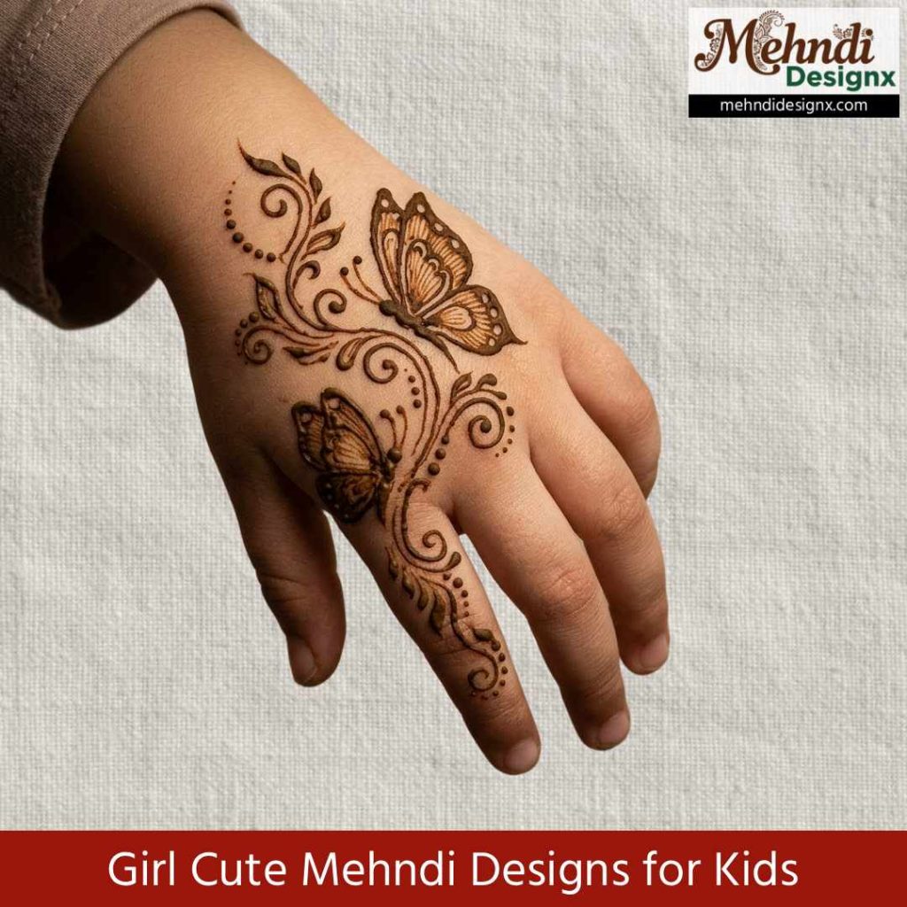 Girl Cute Mehndi Designs for Kids