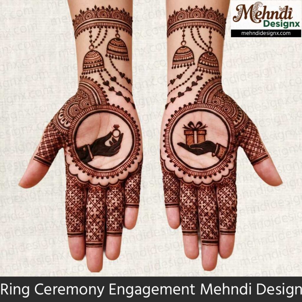 Ring Ceremony Engagement Mehndi Design